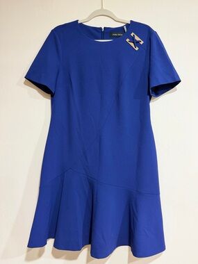 Royal Blue Short-Sleeve Flared Dress